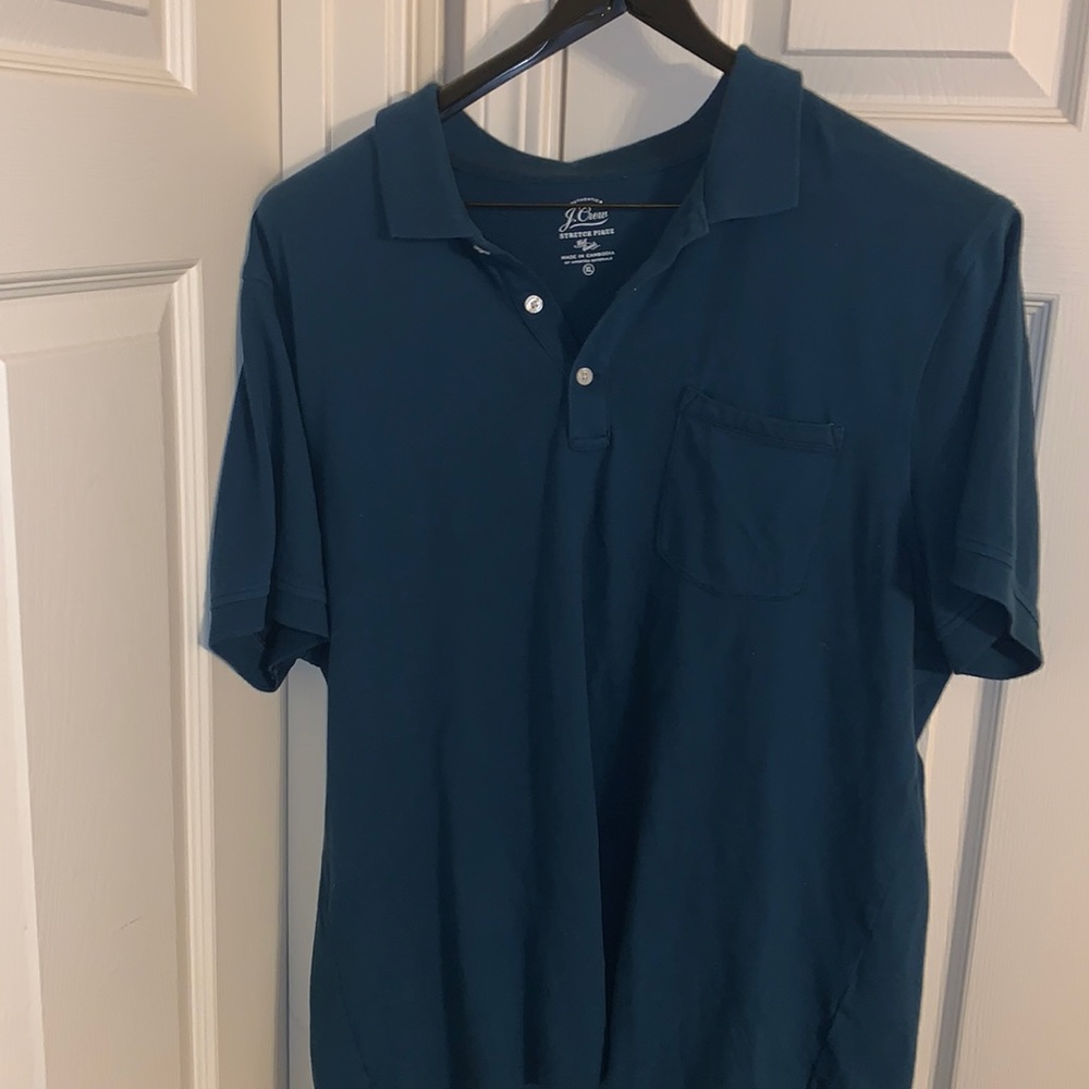 XL J. Crew French Blue Pocket Polo in Stretch Pique